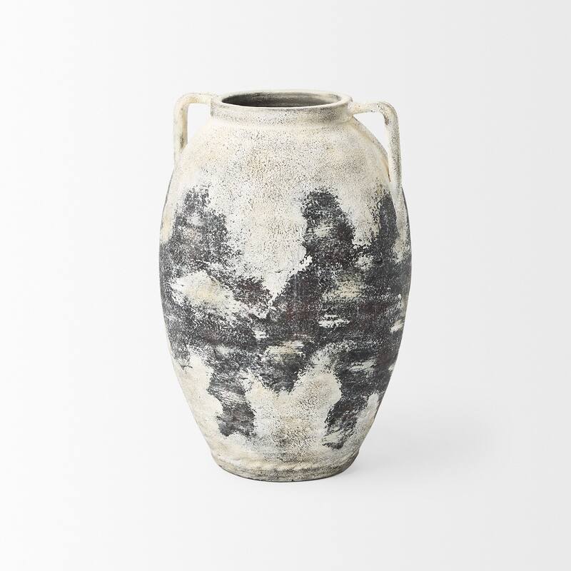 Boscia White and Black Ceramic Floor Vase