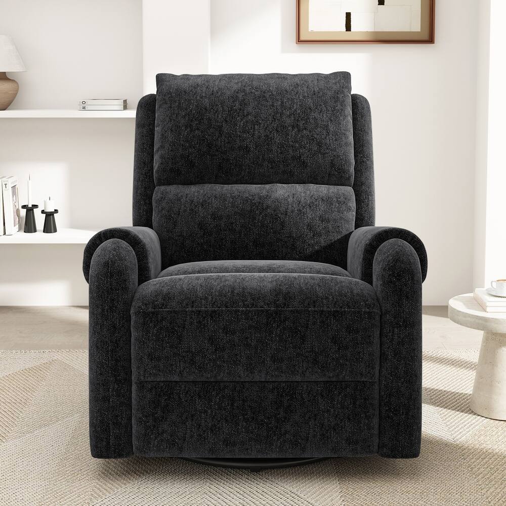 Roomfitters Manual Massage Recliner Chair with Swivel Rocker Base, Chenille Nursery Glider