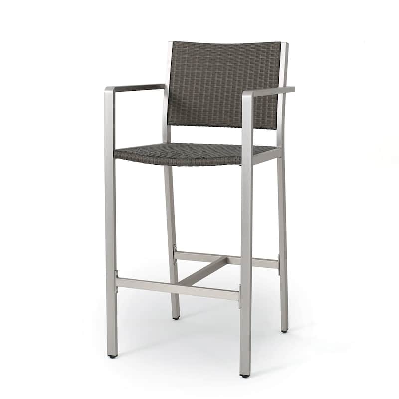 Cape Coral Outdoor Wicker Barstool (Set of 2) by Christopher Knight Home
