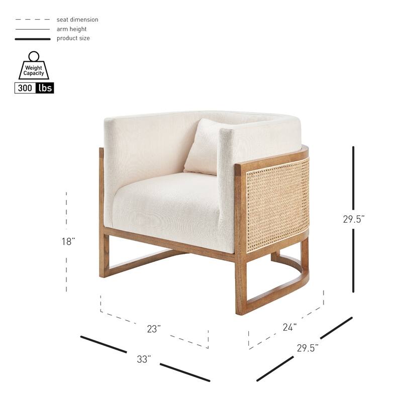 NPD Furniture Velma Linen Accent Arm Chair with Rattan