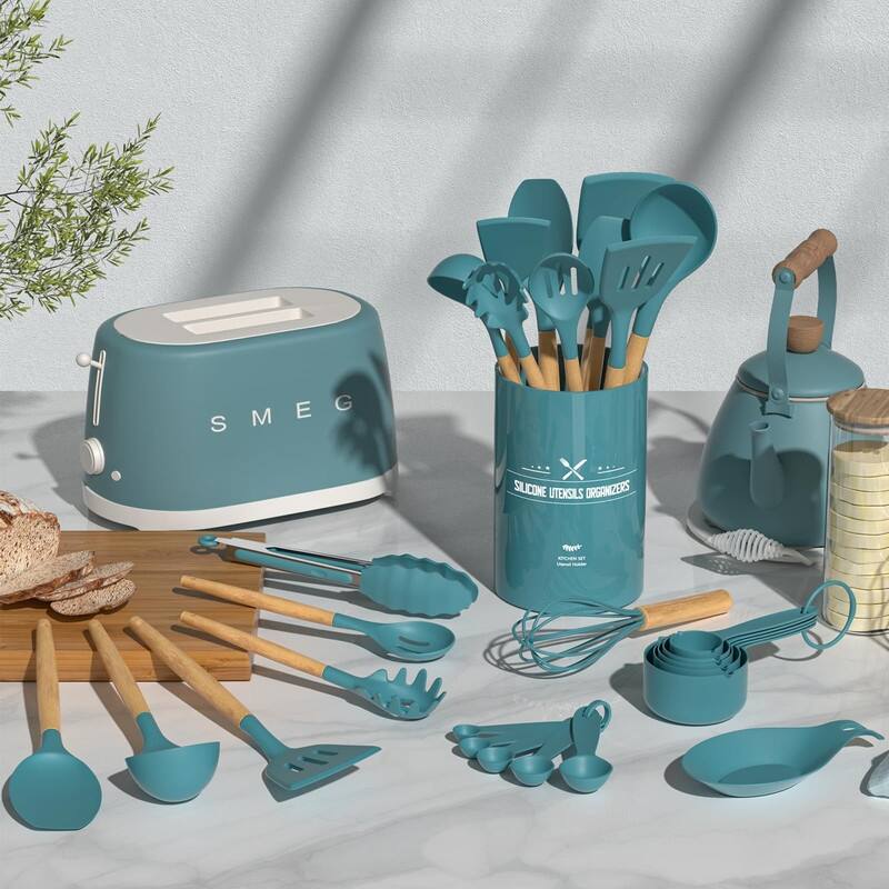 Kitchen Cooking Utensils Set, 33 pcs Non-Stick Utensils Spatula Set with Holder