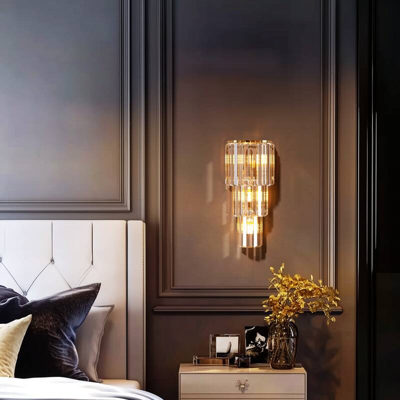 Sumptuous Triangular Prism Crystal Wall Sconce Bedside Lamp