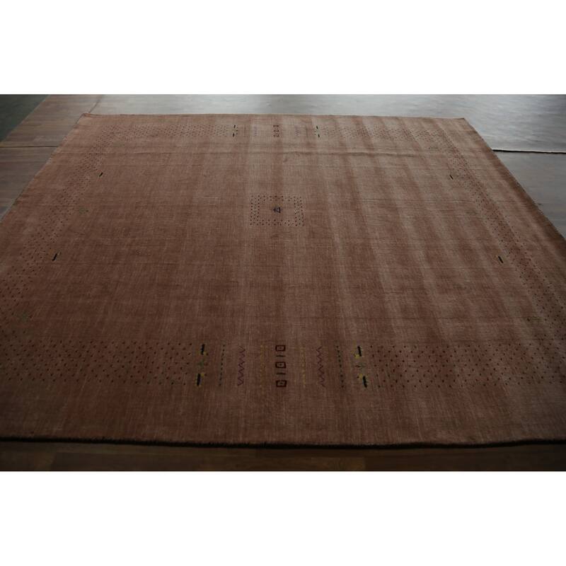 Hand Knotted Oriental 100% Wool Carpet Tribal Tribal Peach Gabbeh Area Rug - 9' 11'' X 8' 3''