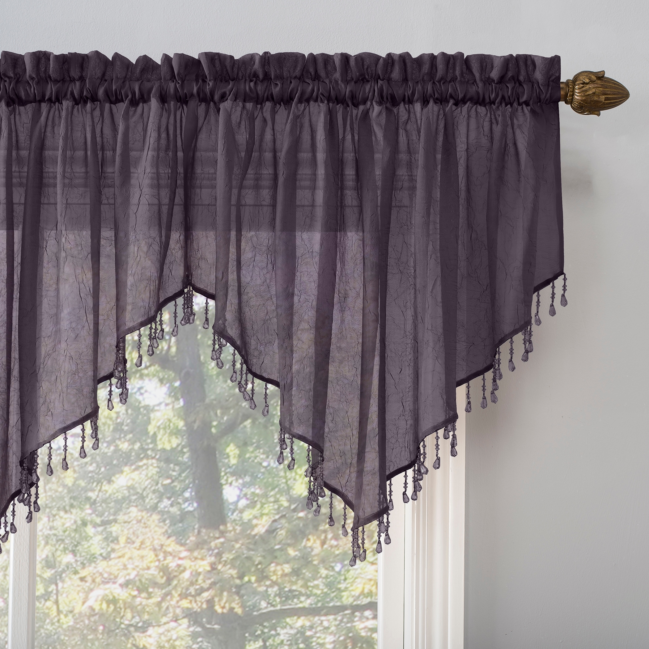 No. 918 Erica Sheer Crush Voile Single Ascot Curtain Valance On