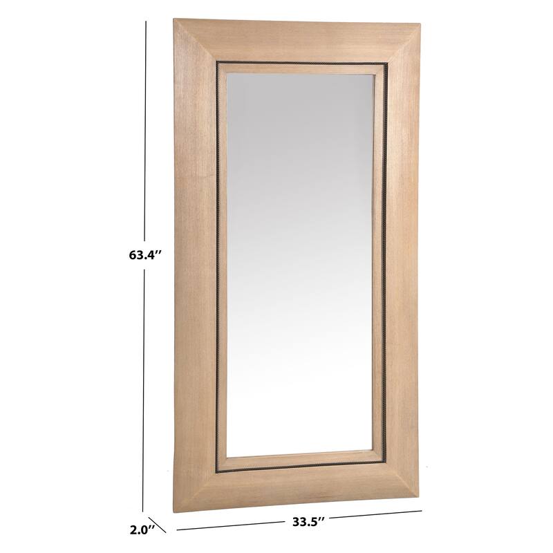SAFAVIEH Couture Tenric Natural 63.4-inch Large Vertical Rectangle Wood Mirror - 33.5"W x 2"D x 63.4"H