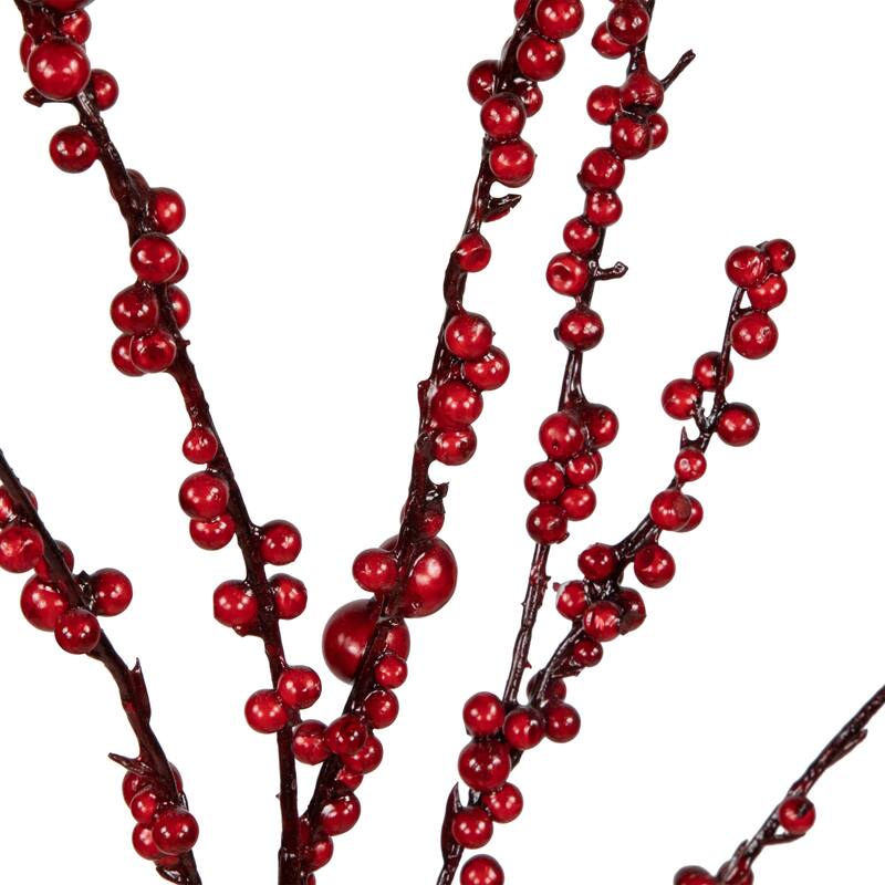 50" Artificial Red Berry Christmas Twig Tree with Square Stand, Unlit - 4 Foot