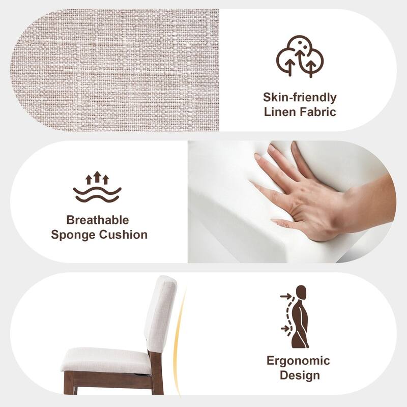 22.72" Rustic Upholstered Stackable Dining Chairs Set of 2