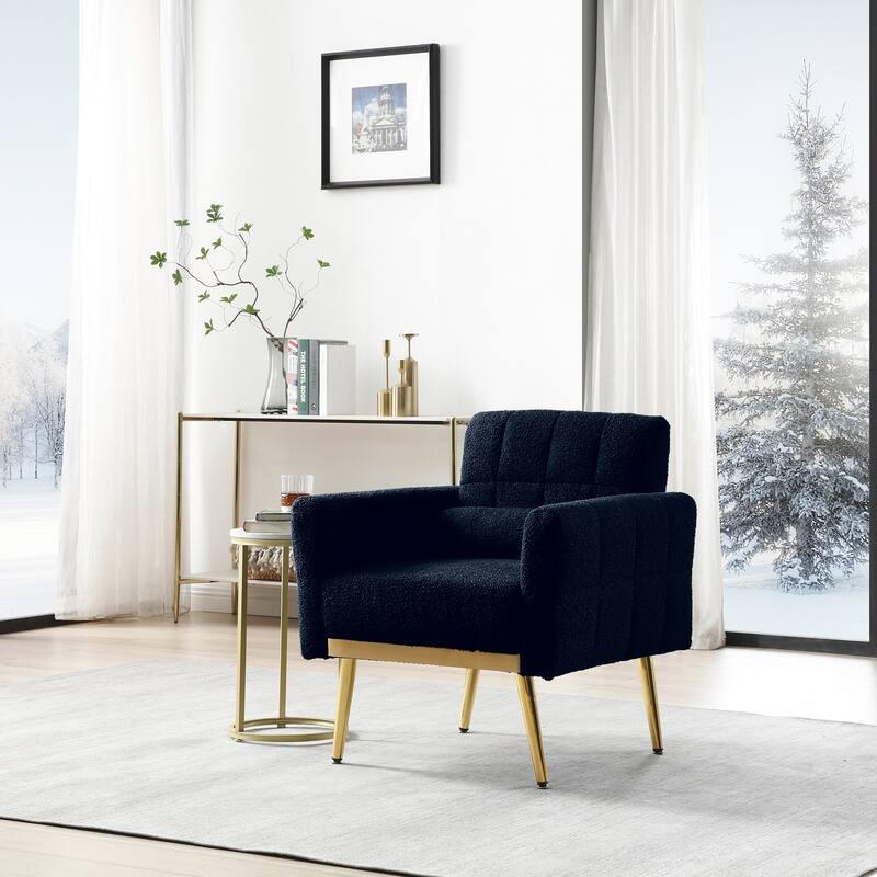 Modern Accent Chair Living Room Armchair Tufted Reading Chair, Black
