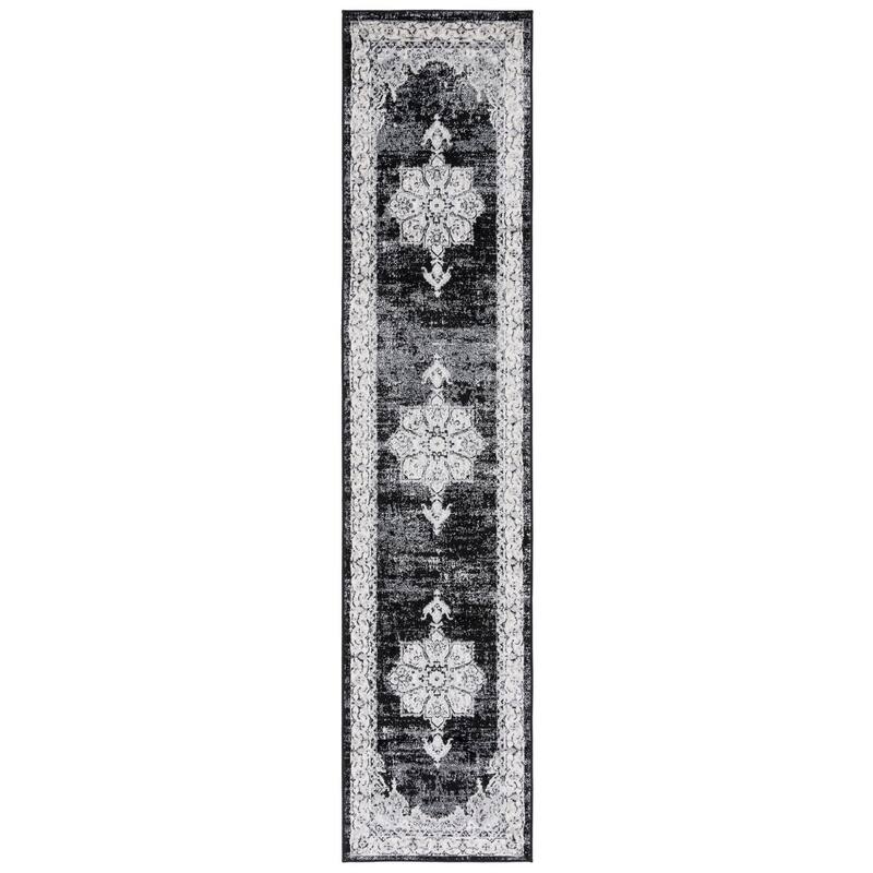 SAFAVIEH Brentwood Zhana Oriental Medallion Rug - 2' x 9' Runner - Ivory/Black