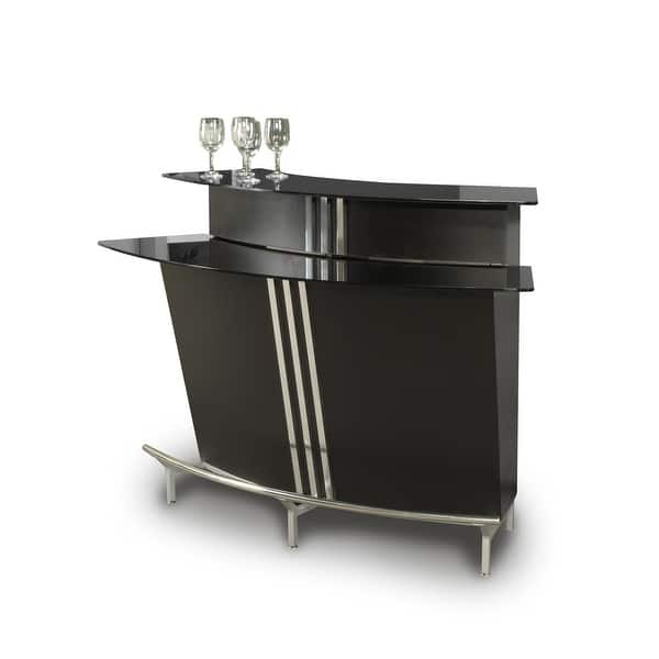 slide 2 of 5, Somette Boulevard Black Glass Table Top Bar