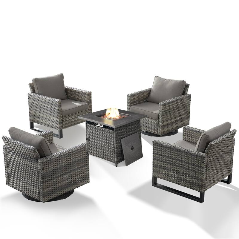 Fire Pit Table with Patio Chairs Swivel Chairs Side Table