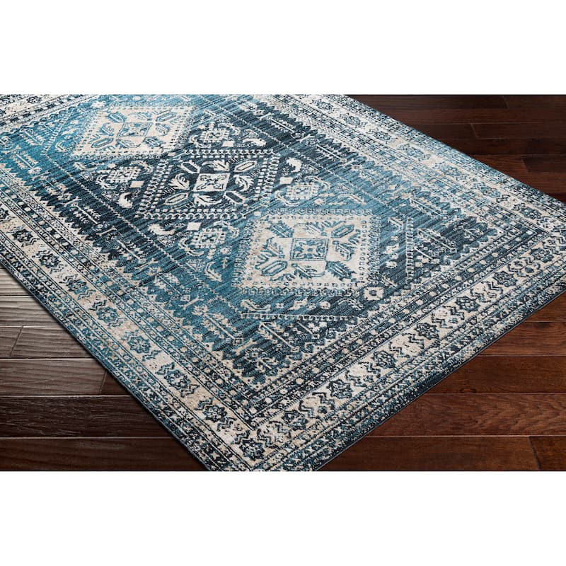 Livabliss Ambridge Machine Washable Traditional Diamond Area Rug