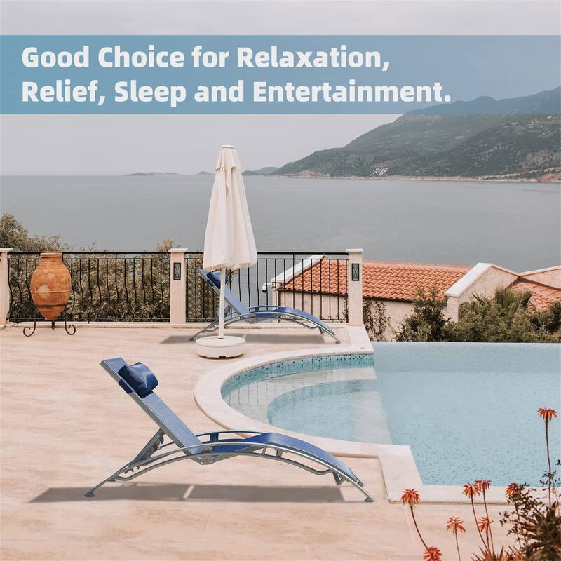 GDFStudio - Noah Adjustable Outdoor Chaise Lounge Patio Recliner Chair Set of 2