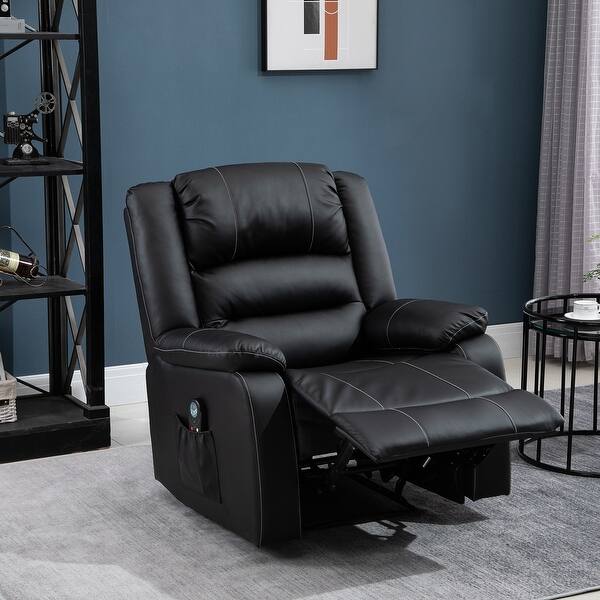 slide 1 of 22, HOMCOM Vibrating Massage PU Leather Recliner Chair, Footrest with Remote Control and 8 Massaging Points