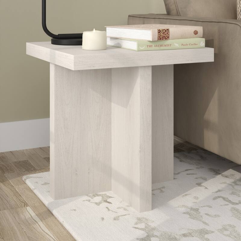 Wood Square End Table with Cross Legs Design Accent Table - 22” x 22” x 22” (D x W x H)