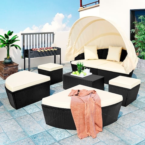 Seddie 66" Outdoor Wicker Patio Daybed with Cushions