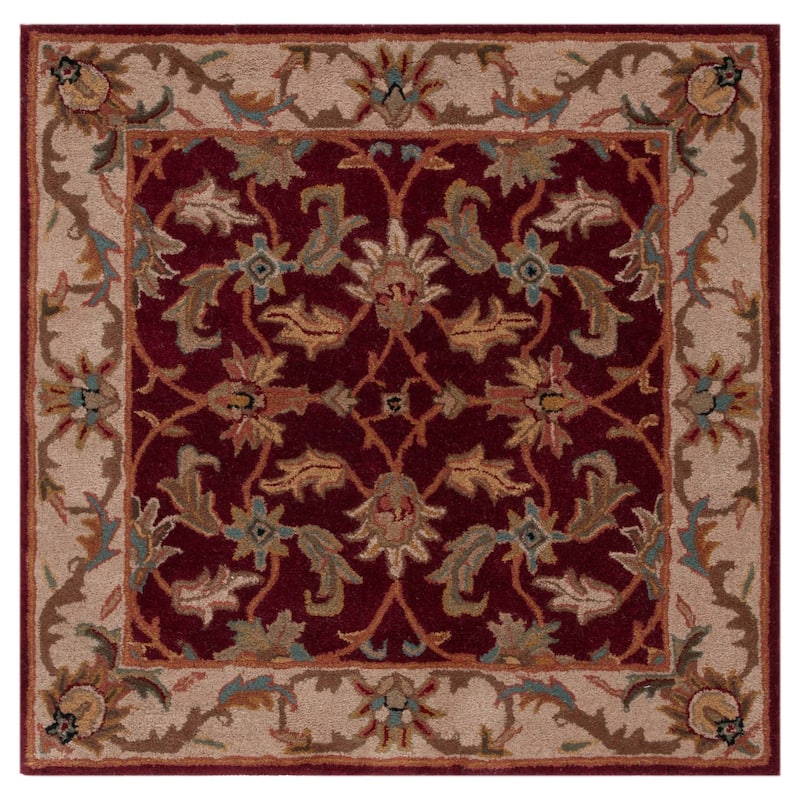 SAFAVIEH Handmade Heritage Lion Traditional Oriental Wool Rug - 4' Square - Red/Ivory