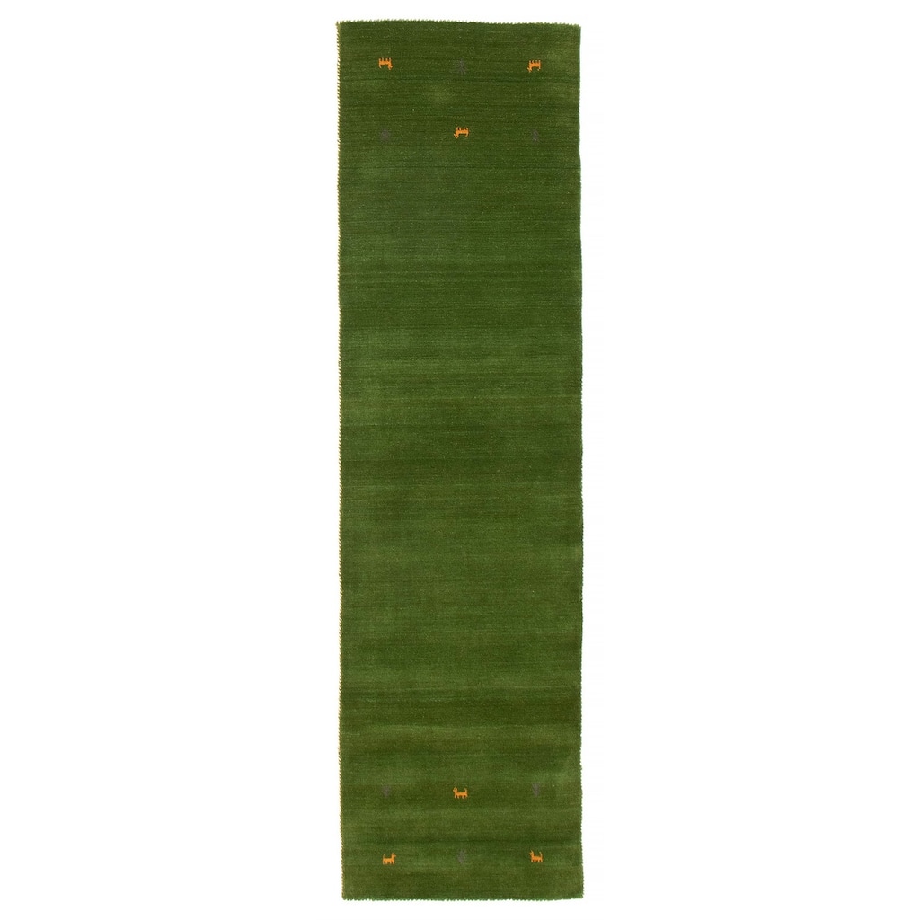 Kashkuli Gabbeh Green Rug 2'6" x 9'10" - 2'6 x 9'10