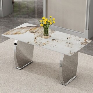 Kitchen Rectangular Dining Table with Silver Legs, 63'' - Bed Bath ...