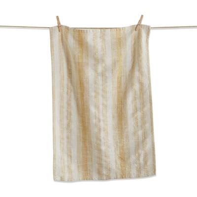 Serene Stripe Honey Yellow Cotton Kitchen Dishtowel 26L x 18W in.