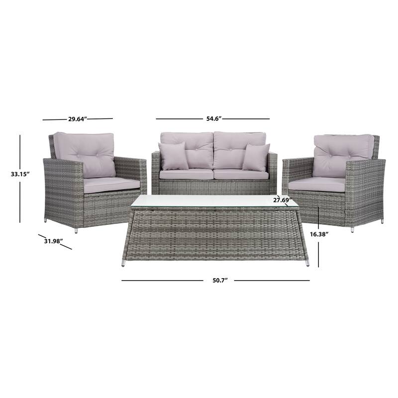 SAFAVIEH Outdoor Living Lorma 4-Piece Patio Set - 55"W x 32"D x 33"H