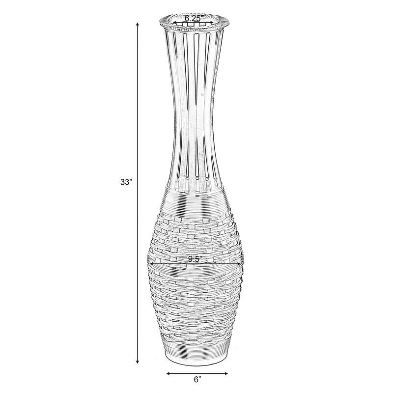 Antique Brown 34-inch-tall Trumpet Style Floor Vase - Versatile Entryway or Living Room, or Bedroom Decor with Bamboo Rope