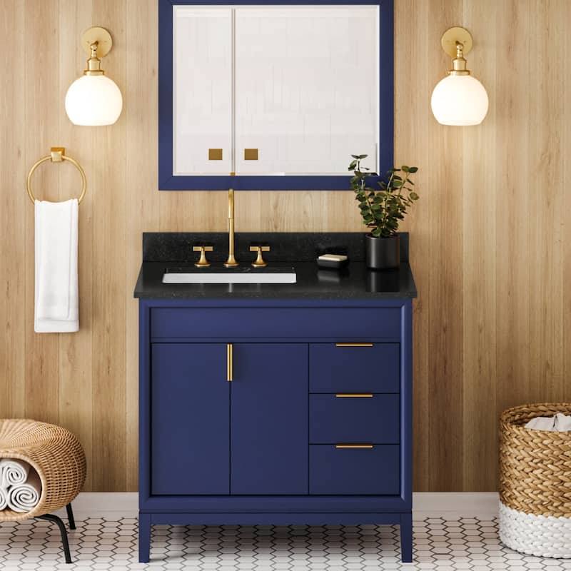 Jeffrey Alexander VKITTHE36R-GRANITE Theodora II 36" Free Standing - Hale Blue / Black - Painted