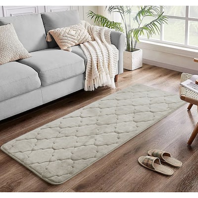 24"x60" - Grey Ultra Soft Thick Memory Foam Non-Slip Absorbent Bathroom Bath Mat Runner