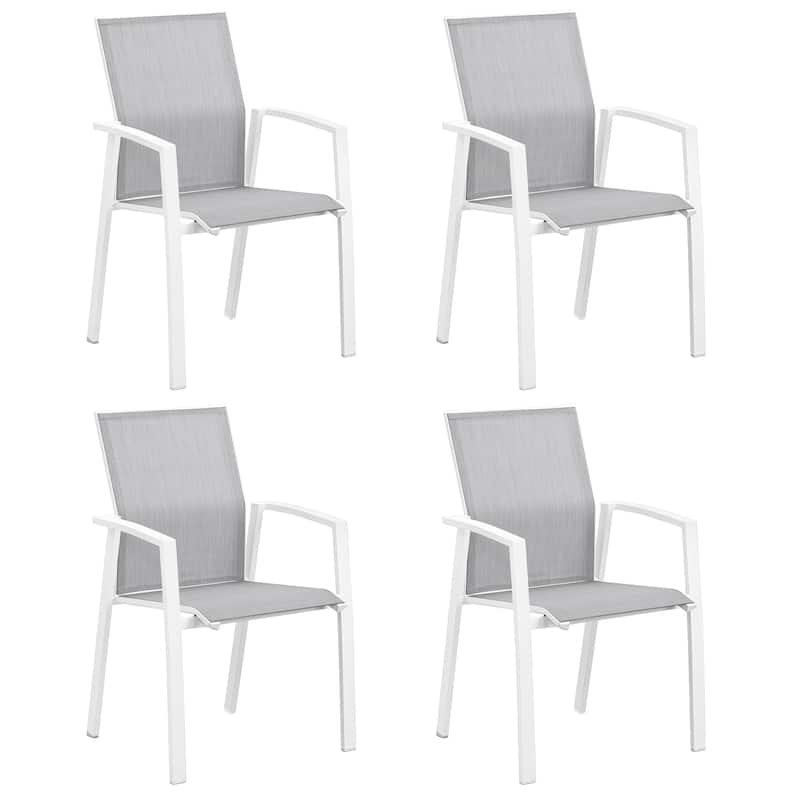Stacking Aluminum Patio Dining Armchair (Set of 4) - White