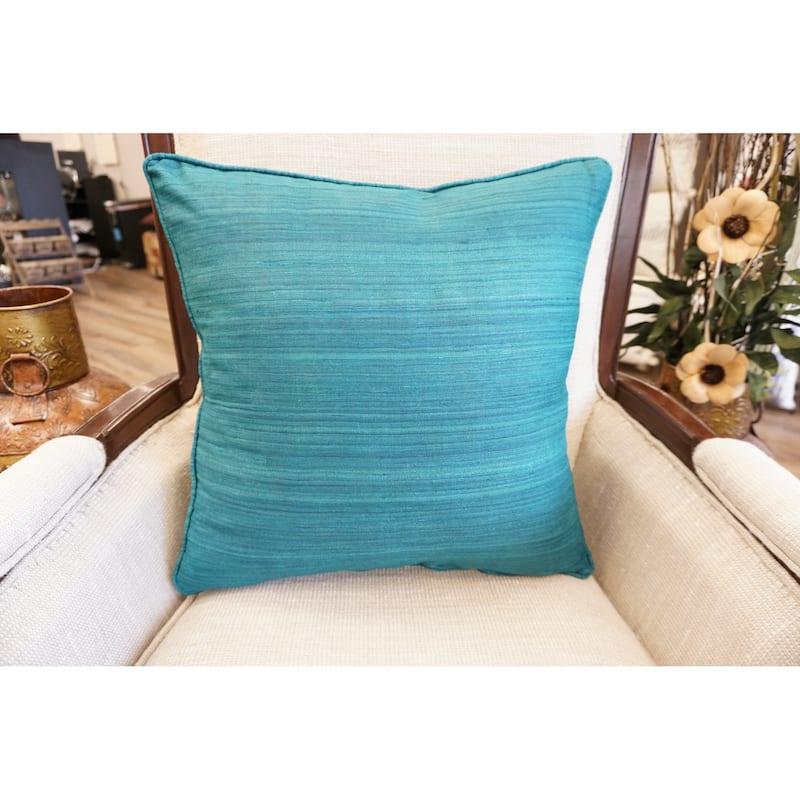 Home&Manor Raw Silk Throw Pillow 18" Teal