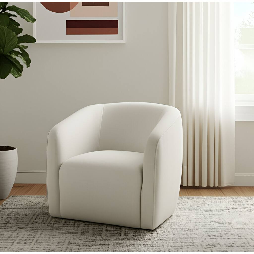 HomeRoots 32" Beige Fabric Barrel Club Chair - 31.7 in. x 29 in. x 32.2 in.