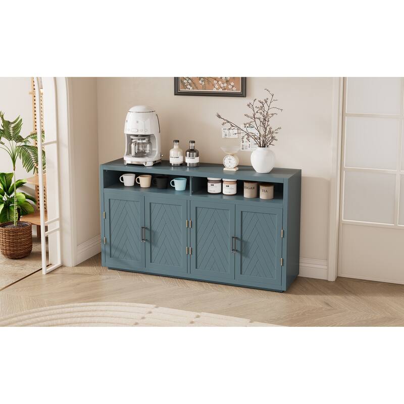 Sideboard with Open Storage and Adjustable Shelves - Smoke Blue