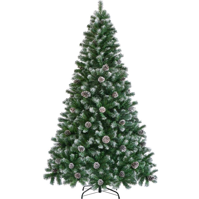 Yaheetech 4.5FT/6FT/7.5FT Pre-decorated Frosted Artificial Christmas Tree