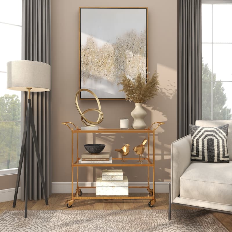 Metal Contemporary Bar Cart with Wheels