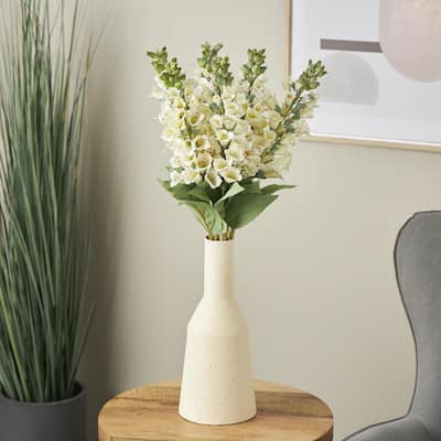 White Faux Foliage Tall Foxglove Artificial Flower Stem (Set of 8)
