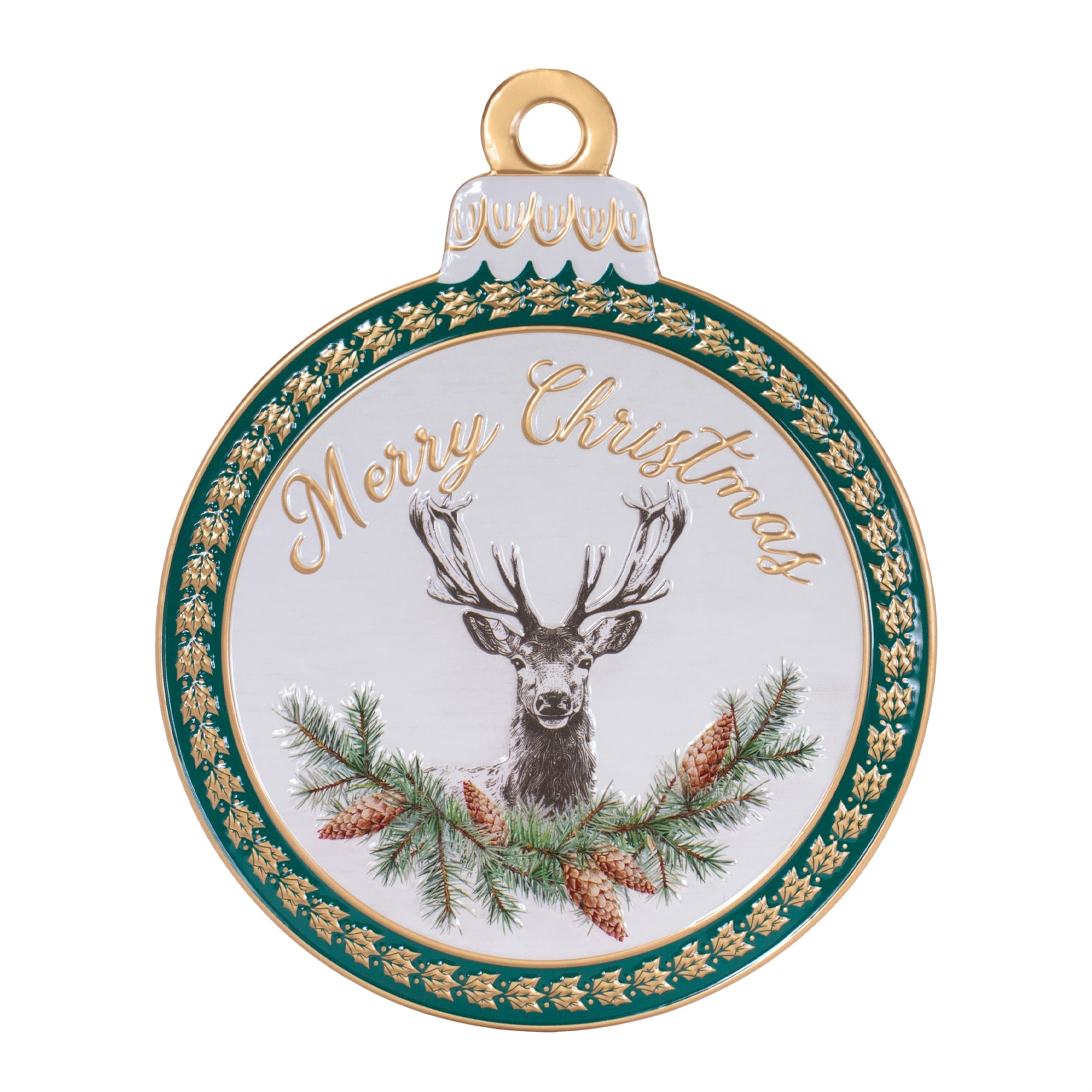 Merry Christmas Deer Ornament Wall Sign 15"H