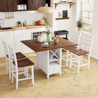 5-Piece Dining Table Set with Drop Leaf - Bed Bath & Beyond - 36967504