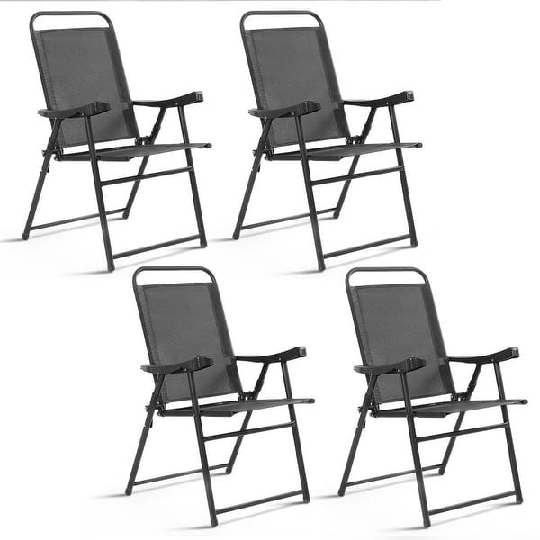 Shop Costway Set Of 4 Folding Sling Chairs Patio Furniture Camping
