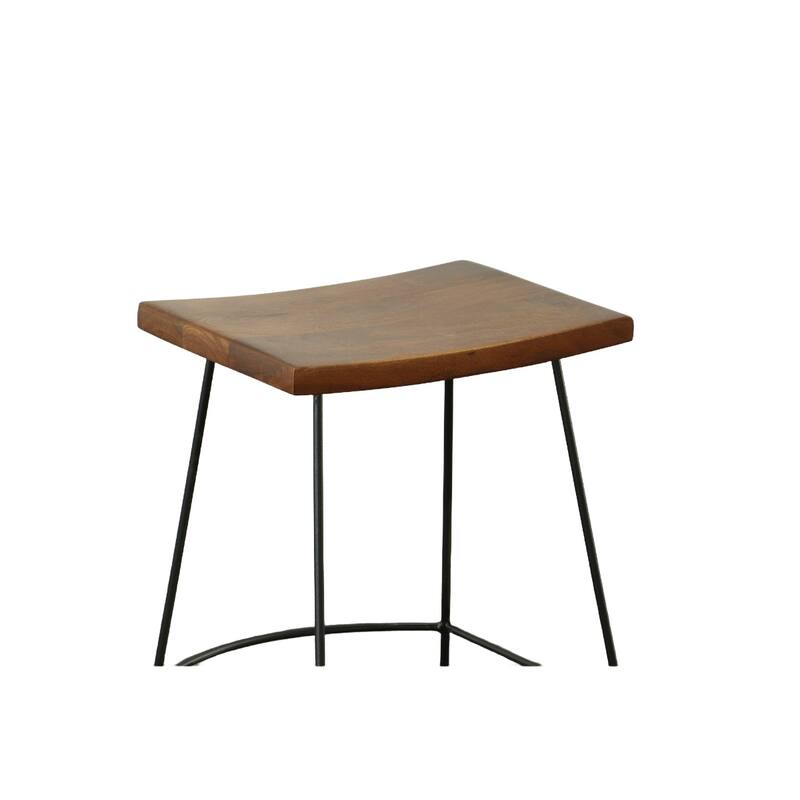 25-Inch Tall Set of 2 Backless Counter Height Bar Stools with Wood Seat and Black Steel Frame - 25”H x 22”W x 17.88”D