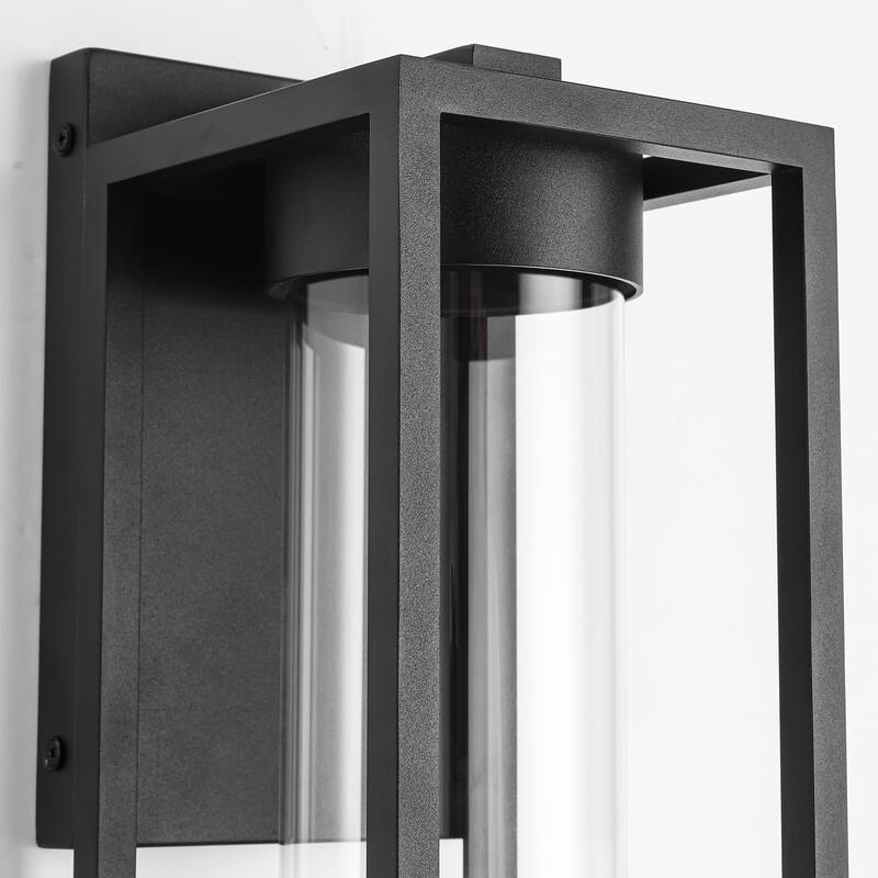 5.5" W 1-Light Modern Black Rectangle Aluminum Integrated LED Outdoor Wall Light with Clear Glass