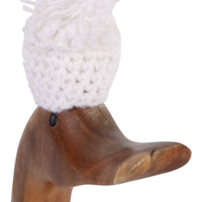 Decorative Wooden Duck Figurine Sculpture - 19.5"