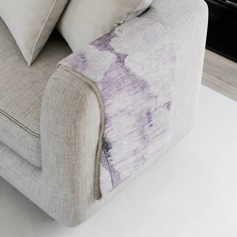 Premium Machine Washable Abstract Modern Sherpa Throw Blanket - Purple - 4'2" x 5'10"