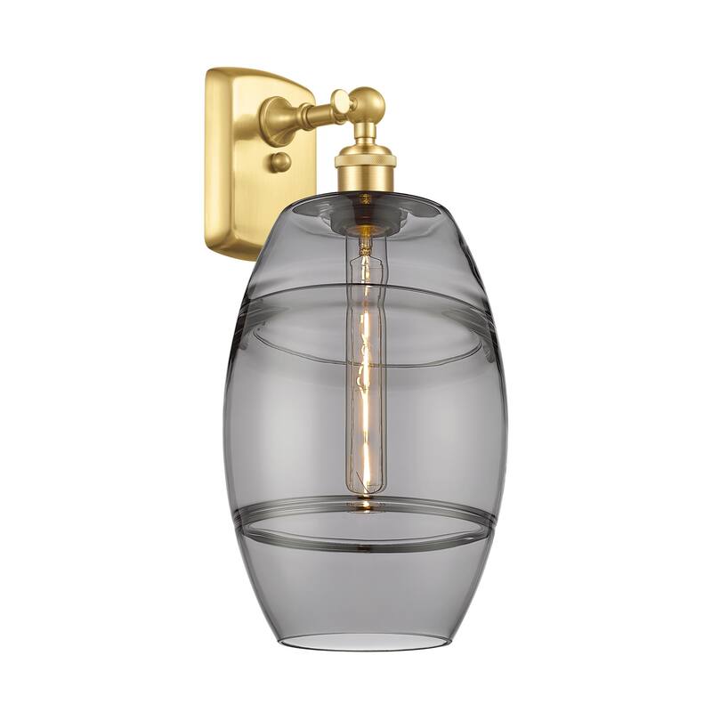 Innovations Lighting 516-1W-11-8 Vaz Sconce Vaz 11" Tall Wall Sconce - Satin Gold / Light Smoke