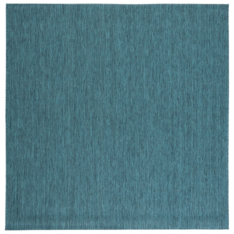 SAFAVIEH Beach House Guylene Indoor/ Outdoor Waterproof Patio Backyard Rug - 6'7" Square - Turquoise