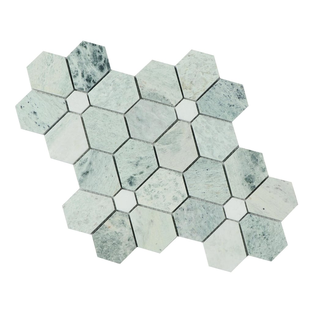 Ming Green and Thassos White Flowers Pattern Marble Mosaic - Case (10 Sheets)