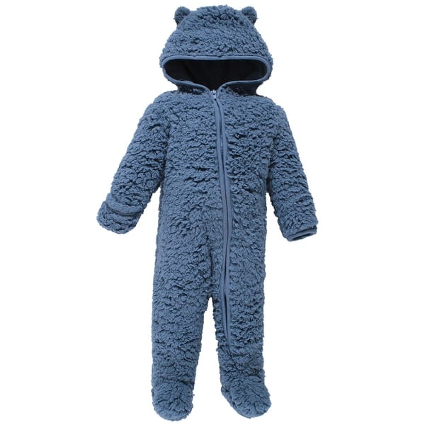 slide 1 of 1, Hudson Baby Faux Shearling Bunting 1pk, Coronet Blue 0-3 Months - Coronet Blue