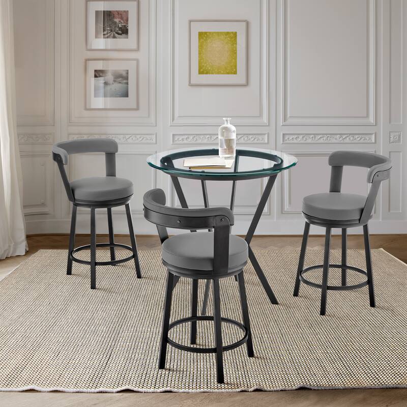 Naomi Bryant Black and Gray Faux Leather Counter Height Dining Set with Swivel Bar Stools - 4-Piece Sets