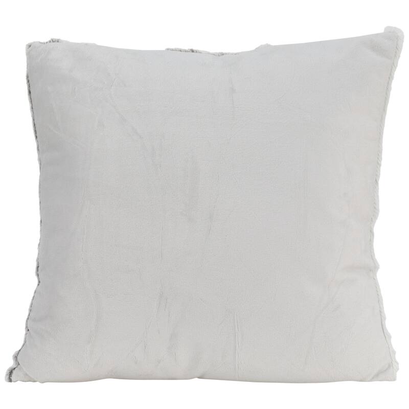 18" Gray and White Plush Square Throw Pillow