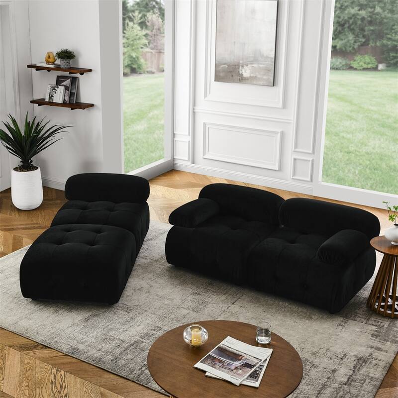 Modular L Shaped Sectional Sofa, Button Tufted Designed with Ottoman
