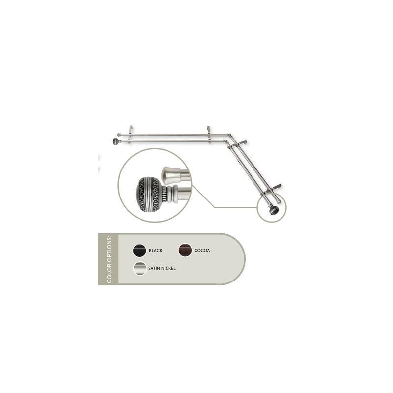 Corner Window Curtain Rod Double Rustic Adjustable 28-48" Satin Nickel Home Decor - M